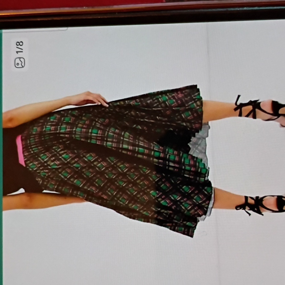 ASOS Closet London Plaid Pleated Midi Skirt